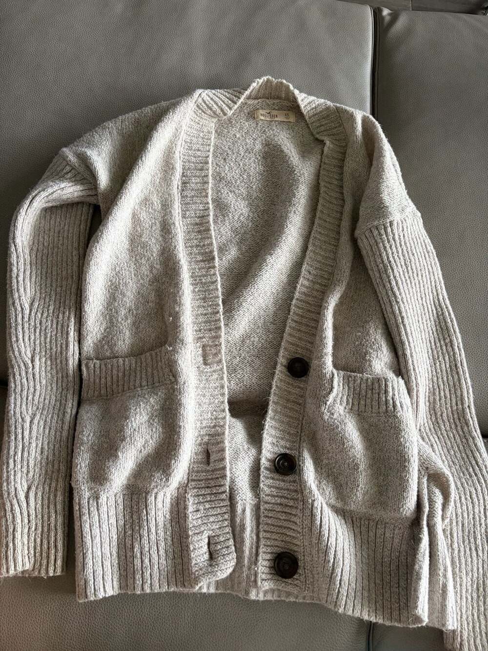 Hollister Women's Button-Front Knit Cardigan Sweater Beige Size XS